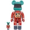 2001 A Space Odyssey Orange Space Suit 100% + 400% Bearbrick By Medicom Toy