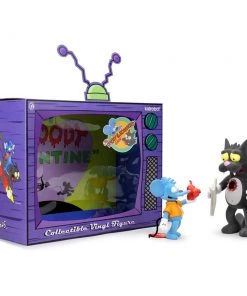 Kidrobot Designer Sculptures Itchy And Scratchy Flocked Version Medium Figure Set By The Simpsons X Kidrobot - IamRetro Exclusive