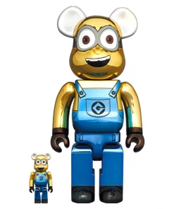 Dave - Minions Chrome Version - 400% & 100% Bearbrick By Medicom Toy 400% Bearbrick