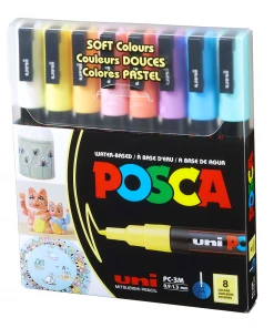 Posca 5M Soft Colors Pack Of 8