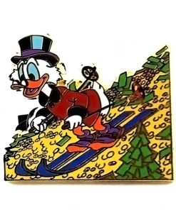 TorontoCollective Scrooge McDuck Skiing On Gold Enamel Phantom Pin Phantom Pins